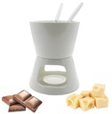 Fondue sada so stojanom na čokoládu, biely porcelán, tavený syr, 4 ks.