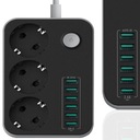 PREDLŽOVACÍ KÁBEL NAPÁJACIEHO PÁSU 3 ZÁSUVKY + 6 USB