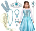 Elsa Outfit Elza Dress Kostým Disguise Parochňa Príslušenstvo 9v1 104/110