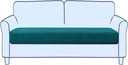 Tyrkysový žakárový poťah na sedadlo na 2-miestnu pohovku
