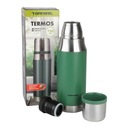 TURISTICKÁ TERMOSKA 750 ML NEREZ s hrnčekom, VÁKUOVÁ, ZELENÁ