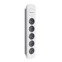 Qoltec Power strip / 5 zásuviek / 1,8 m / Biela a šedá