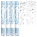 4x Confetti Tube BUTTERFLIES WHITE Svadobné COMUNION Rúry Strieľacie motýle 40cm