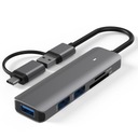 HUB SPLITTER ČÍTAČKA SD KARIET USB 3.0 USB C 7v1