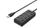 USB 3.0 hub. Orico s vypínačmi, 5x USB (čierne)