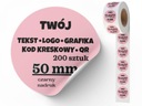 VÁŠ TEXT LOGO samolepky štítky - x200 kusov - Fi50 mm - 5 cm