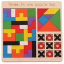 Puzzle Drevené kocky Montessori Tetris Tic Tac Toe Fidget Puzzle