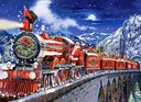 PUZZLE 200 PUZZLE SANTA CLAUS ZIMNÝ SNEHOVÝ VLAK LOKOMOTÍVA 7+ KOLEČKO