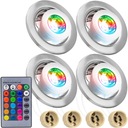 4x STRIEBORNÉ RGB LED SVETLÁ SET S DIAĽKOVÝM STROPNÝM SVETROM