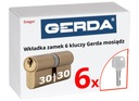 Cylindrický zámok 30/30 GERDA mosadz + 6 KĽÚČOV