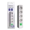 Qoltec Power strip / 4 zásuvky / 1,8m / Biela a šedá