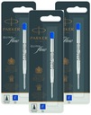 3 x náplň do pera PARKER Qinkflow Blue F