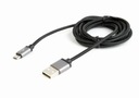 Micro USB kábel textilný oplet/1,8m/čierna