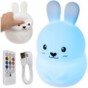 Nočná lampa 9 farieb LED pre deti Rabbit RGB Remote