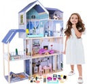 Drevený DOLLHOUSE 4 poschodia Nábytok Doplnky Veľký balkón 138 cm