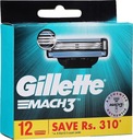 GILLETTE MACH 3 ČEPEĽOVÉ KAZETY STROJA 12 KS