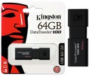 KINGSTON PENDRIVE MEMORY DT100 G3 USB 3.0 64 GB 100 MB/s ČIERNA