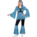 Dámsky outfit 60. a 70. rokov hippie groovy blue mandala XXL