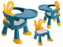 Vysoká stolička, stôl na kŕmenie a hranie, žltá a modrá