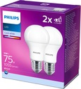 E27 LED žiarovka 10W = 75W A60 4000K PHILIPS 2-BAL.