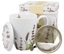 KLASICKÝ LEVANDUĽOVÝ hrnček s infuzérom porcelán Bone China DARČEK - 380 ml