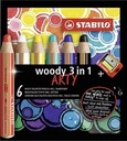 STABILO WOODY ARTY ceruzky 3V1 (+SHARPER) 6 FAREB.