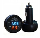 3v1 teplomer Voltmeter LED nabíjačka do auta