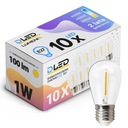 10x E27 LED 1W žiarovka so skleneným vláknom