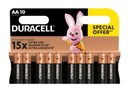 10 x ORIGINÁLNA alkalická batéria Duracell Basic LR06 AA