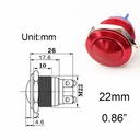 Červené tlačidlo 22 mm (0,86 palca) mm kovové