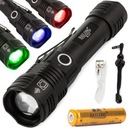 BAILONG VOJENSKÁ TAKTICKÁ BATERKA 4 LED UV ZOOM VÝKONNÝ IPX5 USB