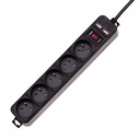 Akyga Power strip, čierny, 5 zásuviek, 2xUSB, 1,8 m