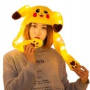 LED KLOBÚK PIKACHU POHYBLIVÉ UŠI KIGURUMI POKEMON ŽIARENÝ PLYŠOVÝ Vtipný