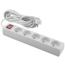 Predlžovací kábel Power Strip 5 ZÁSUVKY s uzemnením + vypínač 5m Biela