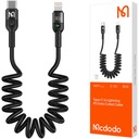 MCDODO USB-C BLESKOVÝ ŠPIRÁLOVÝ PRUŽINOVÝ KÁBEL RÝCHLY PRE IPHONE LED 2M