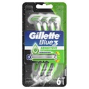 Gillette Blue 3 Sensitive jednorázový holiaci strojček pre mužov, 6 ks