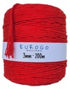 Točená bavlnená šnúra Macrame Ecological ECO Red 200m 3mm