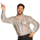 DISCO MEN košeľa strieborná s flitrami 70. roky 80. roky retro karnevalový ples XL