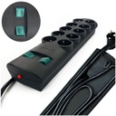 Predlžovací kábel Power Strip Čierny 10 zásuviek Kábel 2 metre CE Certifikát