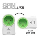 EVER SPIN Power strip 1gn 2 USB nabíjačka