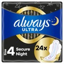 2x24 = 48ks hygienických vložiek Always Ultra Secure Night (veľkosť 4) s krídelkami