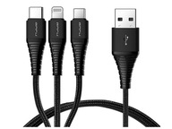 Mikro kábel 3v1 USB-C pre iPhone 120 cm pevný ako skala