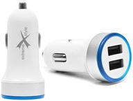 Bielo-strieborná USB nabíjačka do auta 2xUSB 2.1A