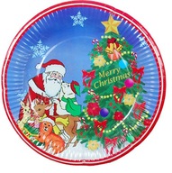 Vianočné papierové taniere 18 cm, SANTA, 60 kusov