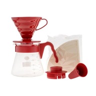 HARIO V60 Pour Over Kit Červený odkvapkávač+server+filtre