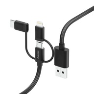 HAMA KÁBEL 3v1 USB 2.0 - LIGHT+microUSB+USB-C 0,2m