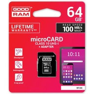 Pamäťová karta microSD GOODRAM 64GB + SD adaptér