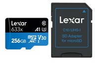 Lexar microSDXC 256GB 633x 95MB/s U1 V30 + adaptér