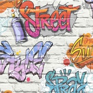 TEHLOVÝ VZOR TEHLY S GRAFFITI 3D EFEKTOM NÁSTENNÝ KAMEŇ