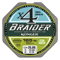 Konger Braider x4 Fluo Green oplet 0,20mm/150m